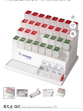 NWT The MedCenter Original Monthly Pill Organizer with 31 Pill Boxes